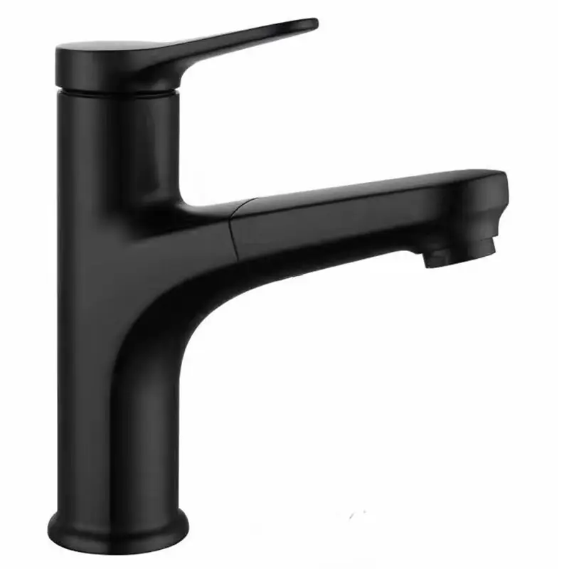 Grifo mezclador de lavabo de zinc negro de un solo orificio extraíble termostático caliente frío para uso escolar hospitalario