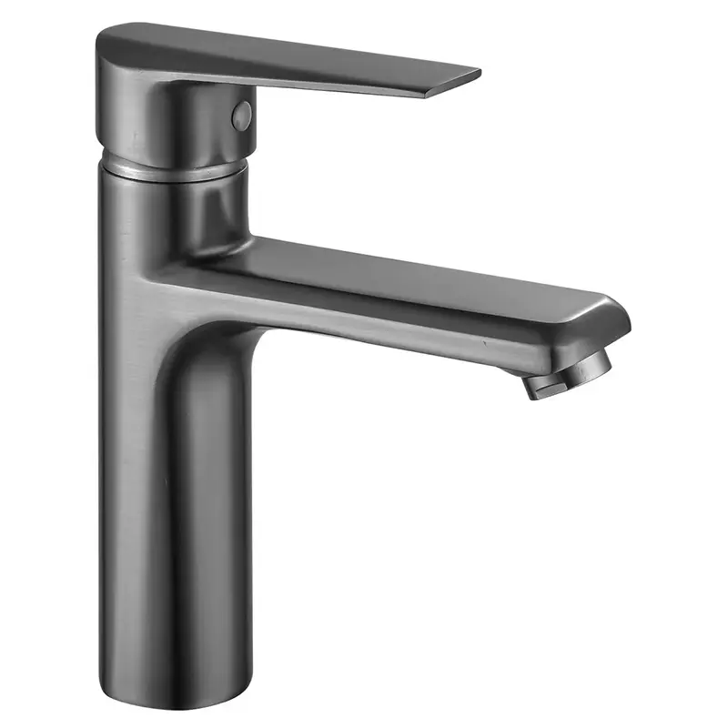 Precio de fábrica de un solo agujero montado en la cubierta del grifo del lavabo de gran caño de la pistola gris grifo de agua con función de agua caliente y fría grifo mezclador