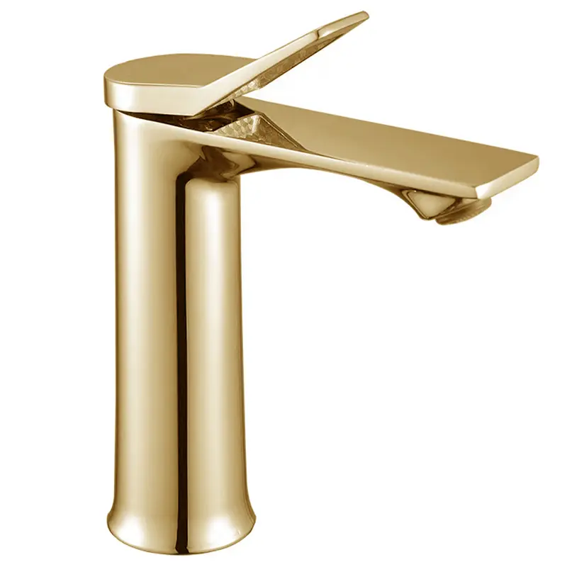 Grifo monomando dorado moderno para lavabo Grifo cascada para lavabo con mezclador de agua caliente y fría Grifo para baño