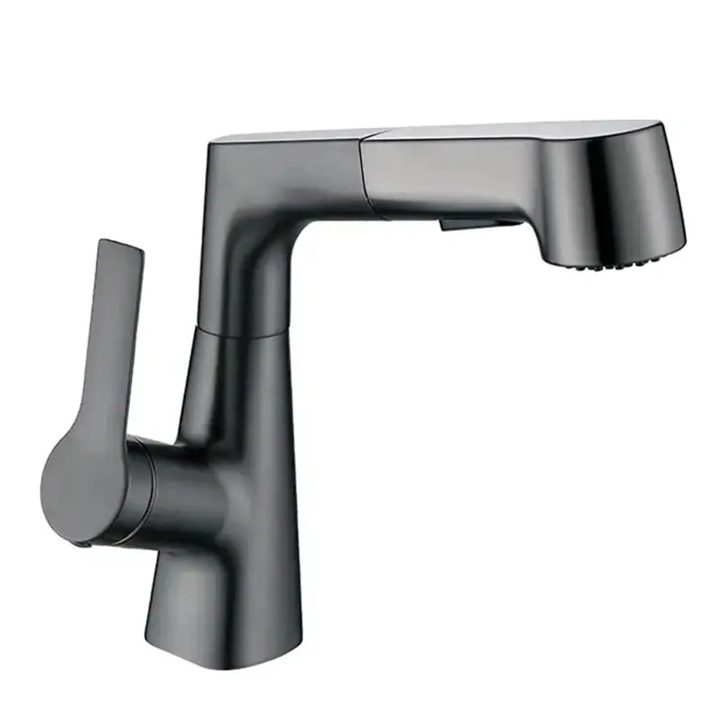 Grifo monomando telescópico de agua caliente y fría para baño Vintage Gun Grey Zinc Mezclador Grifo monomando telescópico de agua caliente y fría para baño