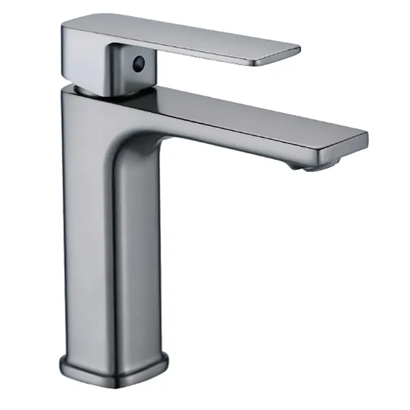 Grifo monomando termostático de lujo para lavabo, gris pistola, con mezclador de agua fría y caliente, de montaje sobre encimera para uso doméstico