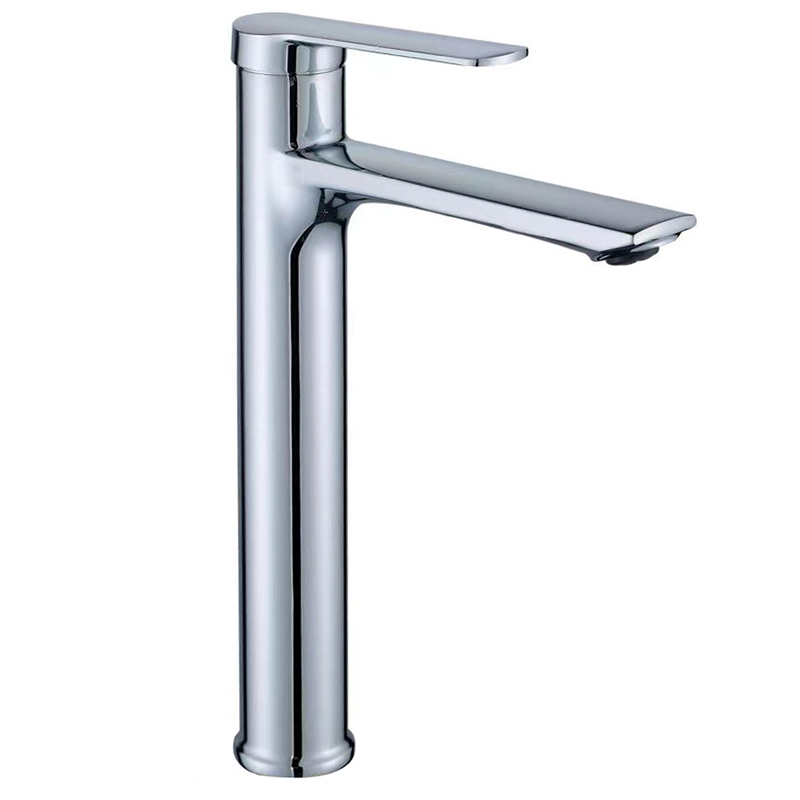 High Quality Chrome Zinc Alloy Single-Hole Mount Thermostatic Basin Faucet Tall Design for School & Hall Usage