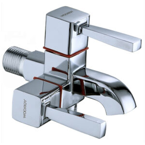 Modern Square Bibcock Wall-Mounted Faucet Double-Handle for Cold Water Single-Hole Handle for Outdoor Garden Use