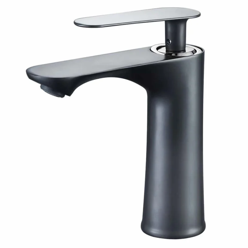 Good Price Hot and Cold Water Single-Hole Bathroom Washbasin Tap Black Zinc Basin Mixer Faucet for Hotel Villa or Bathroom Use