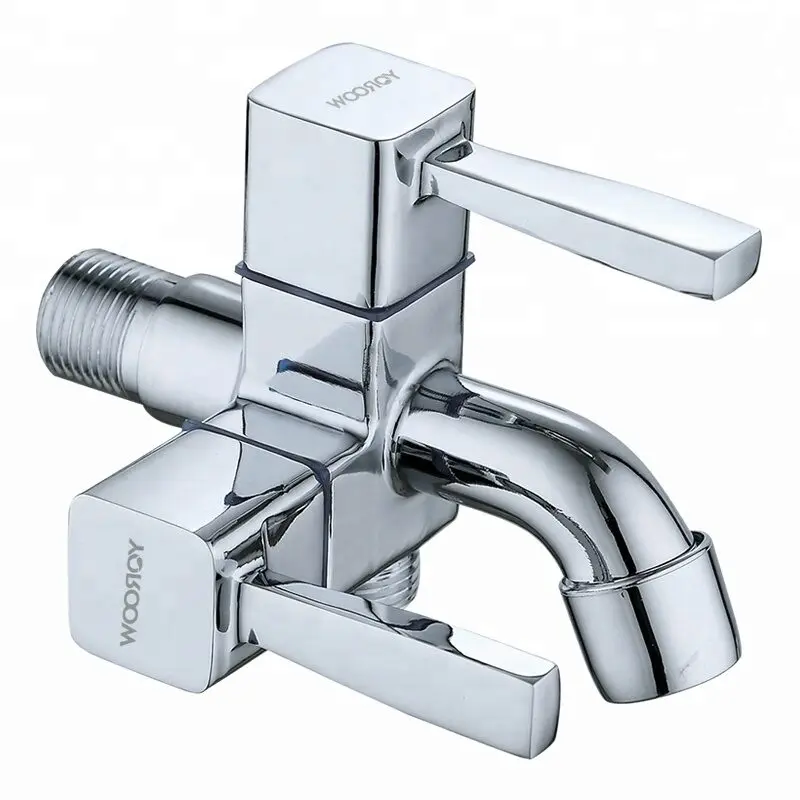 Grifo Cuadrado de 2 Vías de Alto Rendimiento Zinc Cromo Latón Núcleo de Válvula Bibcock para Lavadoras