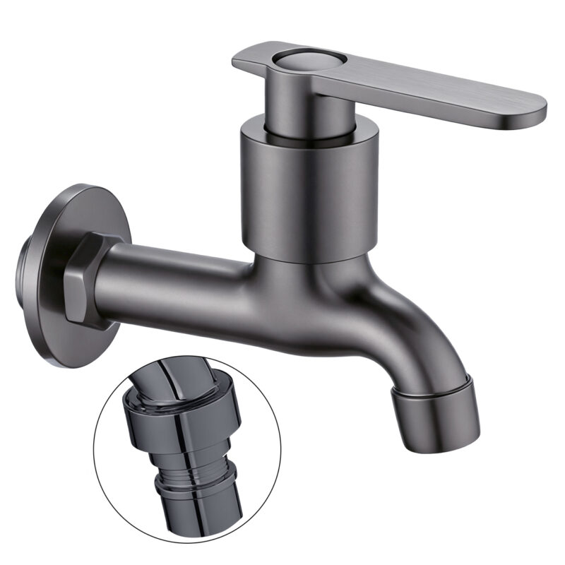 Factory Supply Customizable Faucet Spout Zinc Alloy Wall-Mounted Bibcocks Water Tap for Bathroom Washing Machine