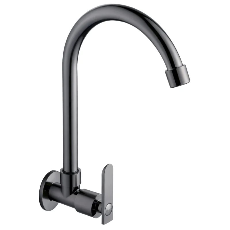 Highly Cost Effective Single Handle Single Hole Modern Wall-Mounted Cold Water Kitchen Faucet Gun Grey Rainfall for Homes